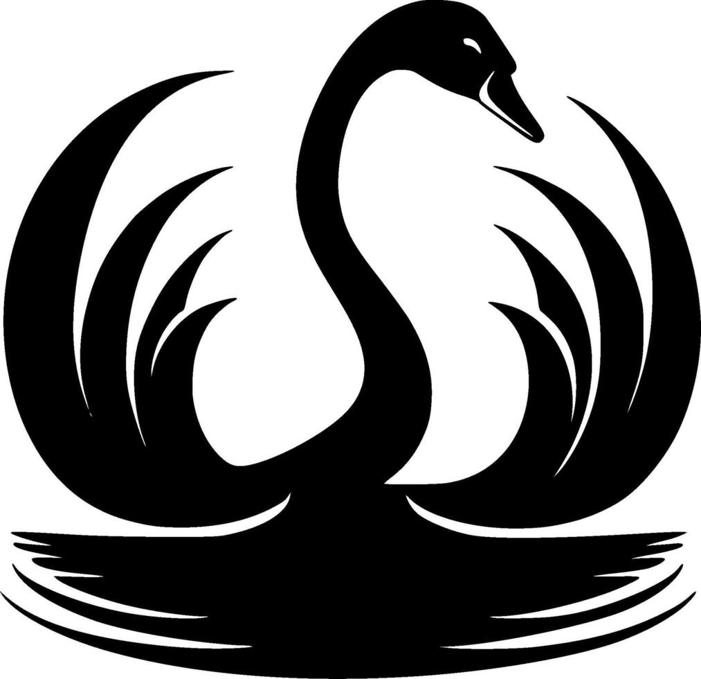 Swan - Black and White Isolated Icon - illustration vector
