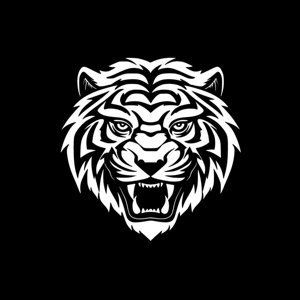 Tiger - Black and White Isolated Icon - illustration vector