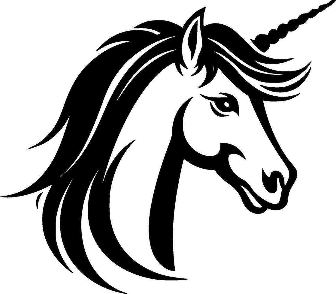 Unicorn, Black and White illustration vector