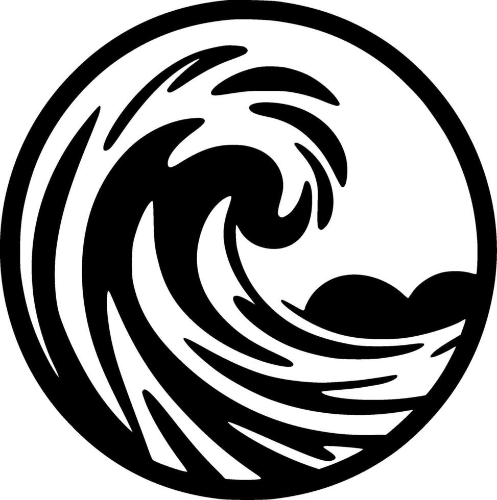 Waves, Black and White illustration vector