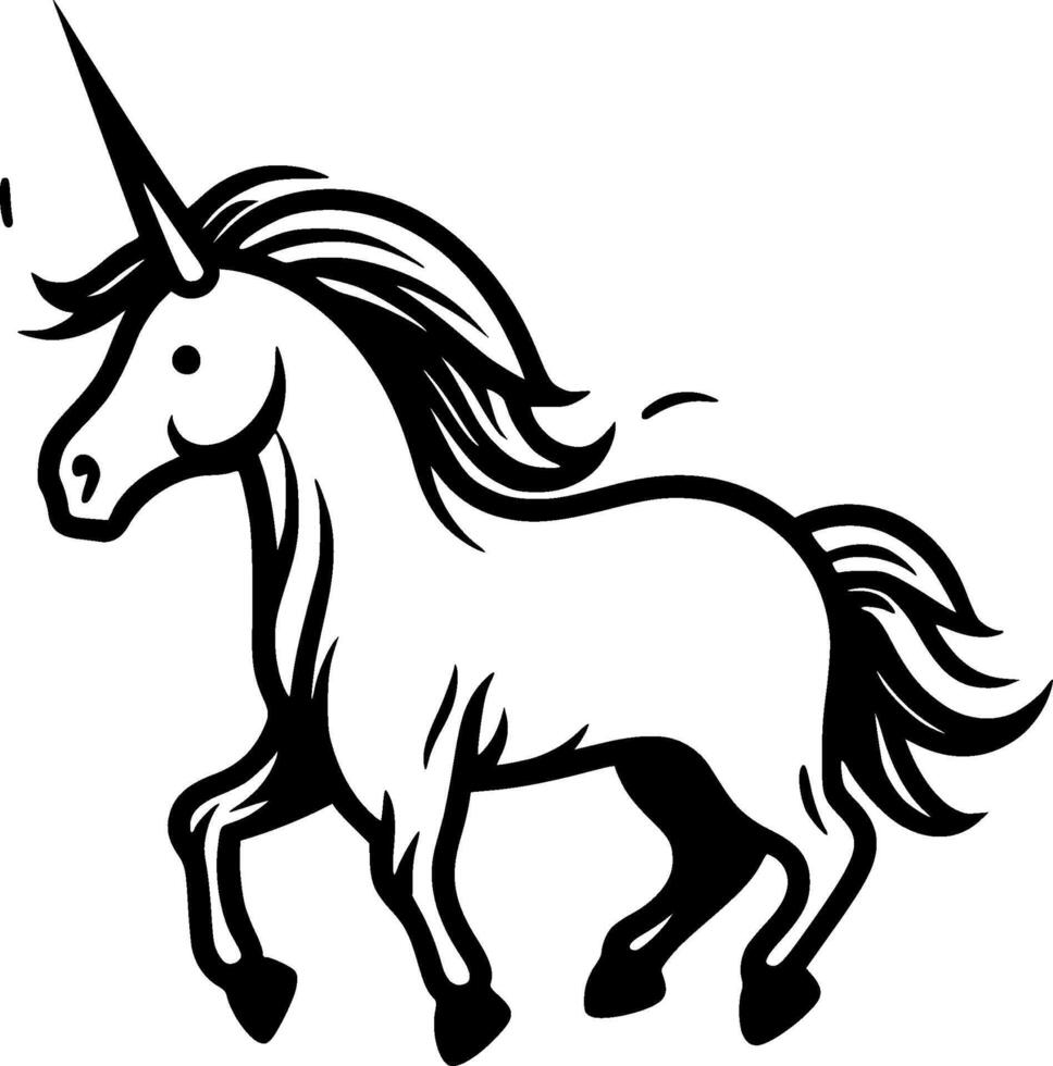Unicorn, Black and White illustration vector