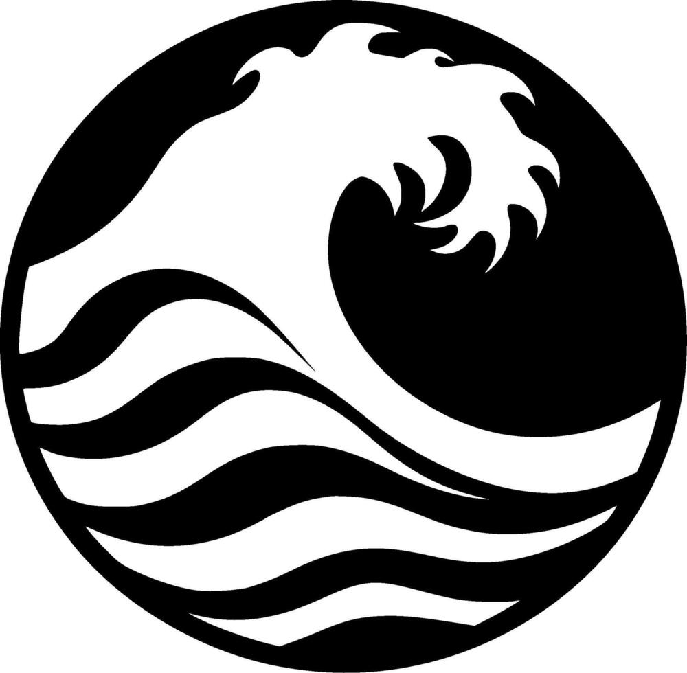 Waves - Black and White Isolated Icon - illustration vector