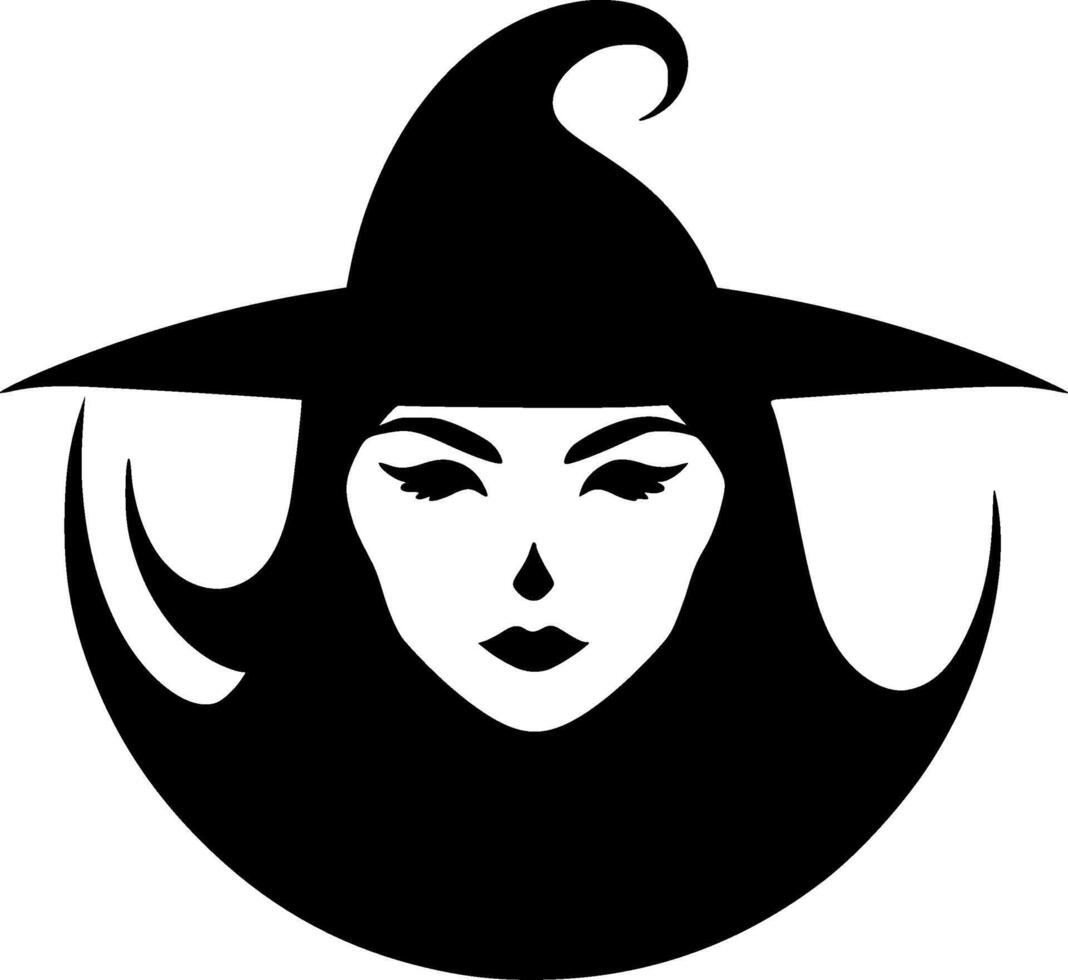 Witch, Black and White illustration vector