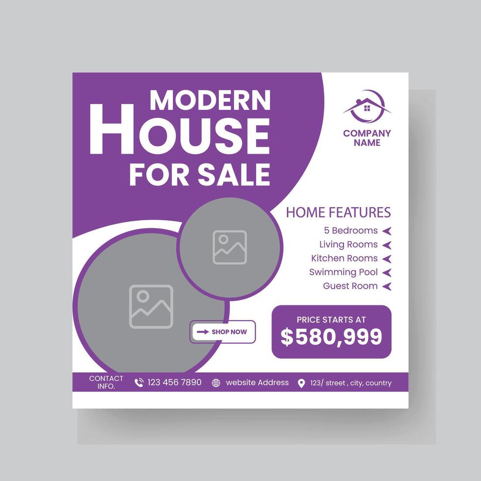 Modern Real state Home rent social media post Sale or carousel design template vector