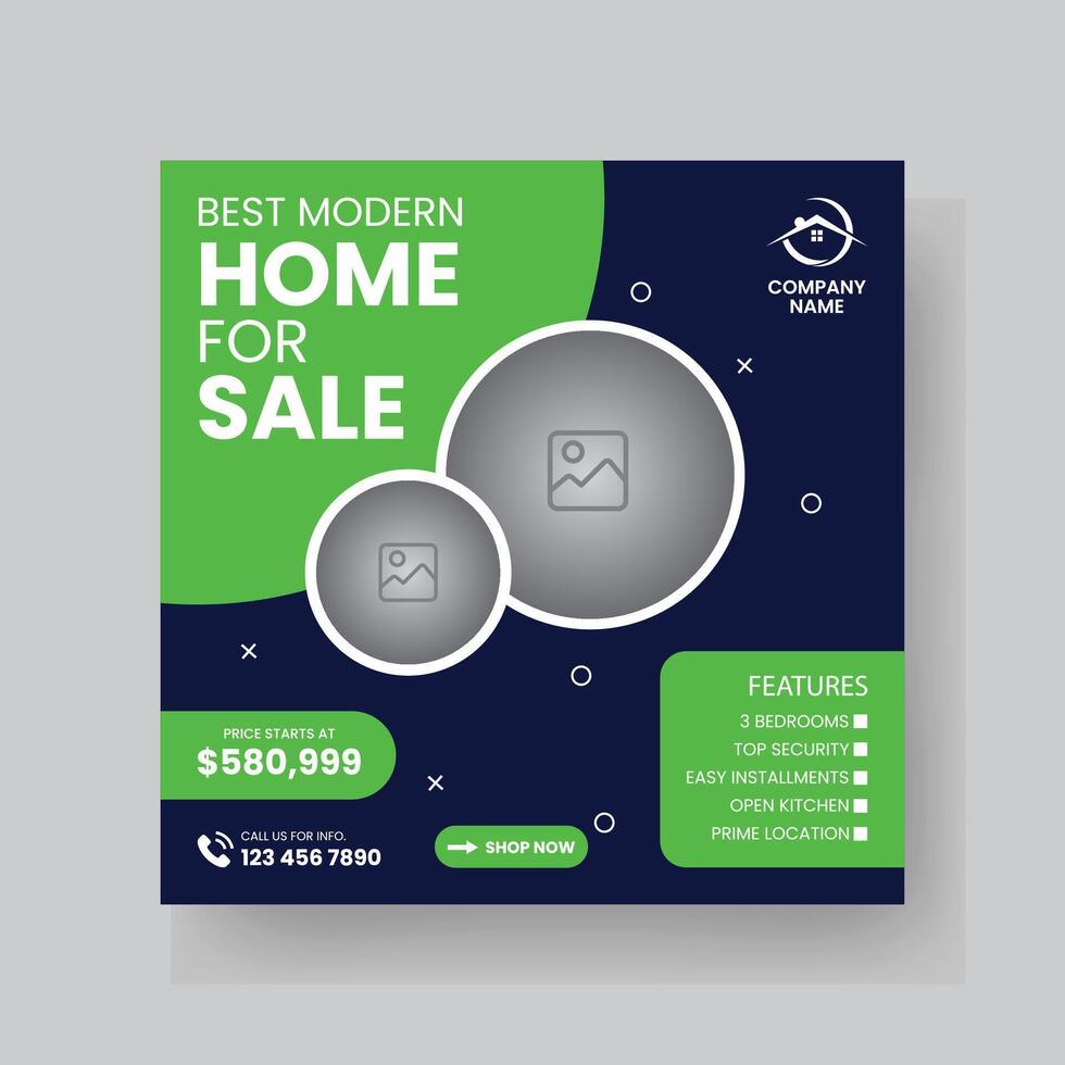 Modern Real state Home rent social media post Sale or carousel design template vector