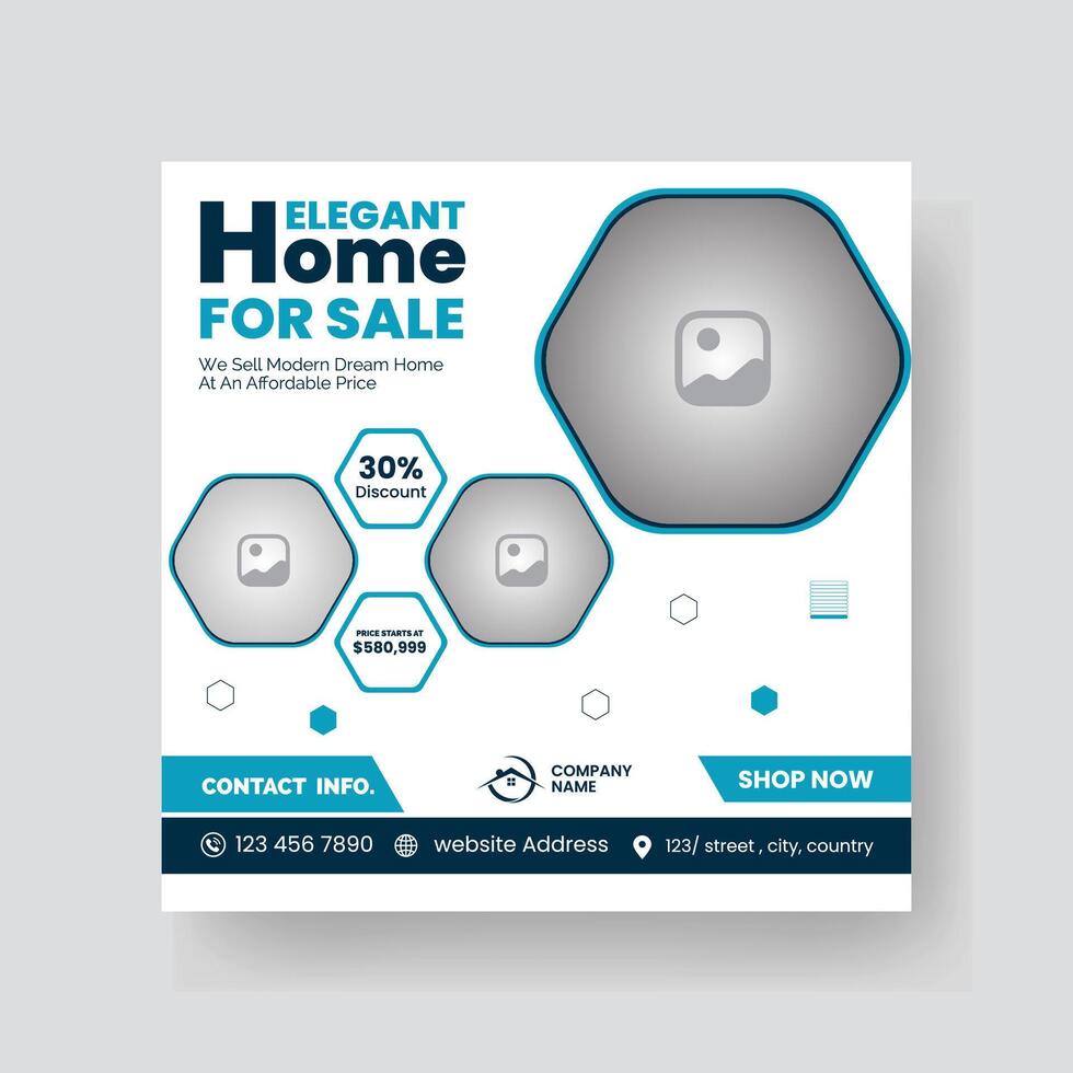 Modern Real state Home rent social media post Sale or carousel design template vector