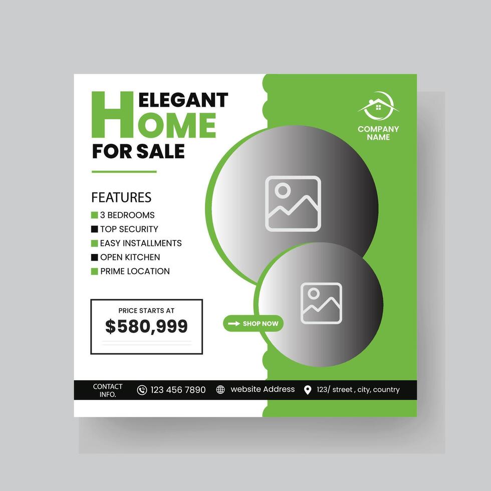 Modern Real state Home rent social media post Sale or carousel design template vector