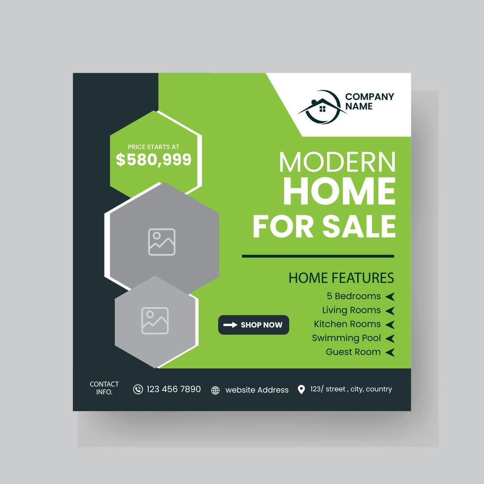 Modern Real state Home rent social media post Sale or carousel design template vector