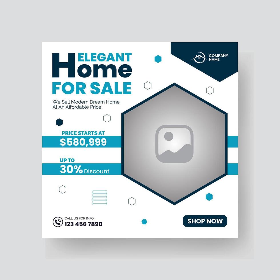Modern Real state Home rent social media post Sale or carousel design template vector