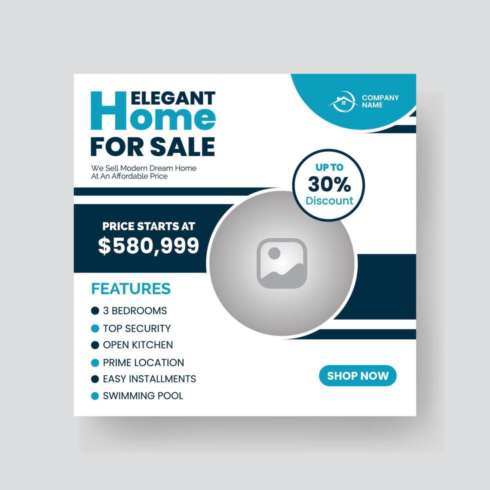 Modern Real state Home rent social media post Sale or carousel design template vector