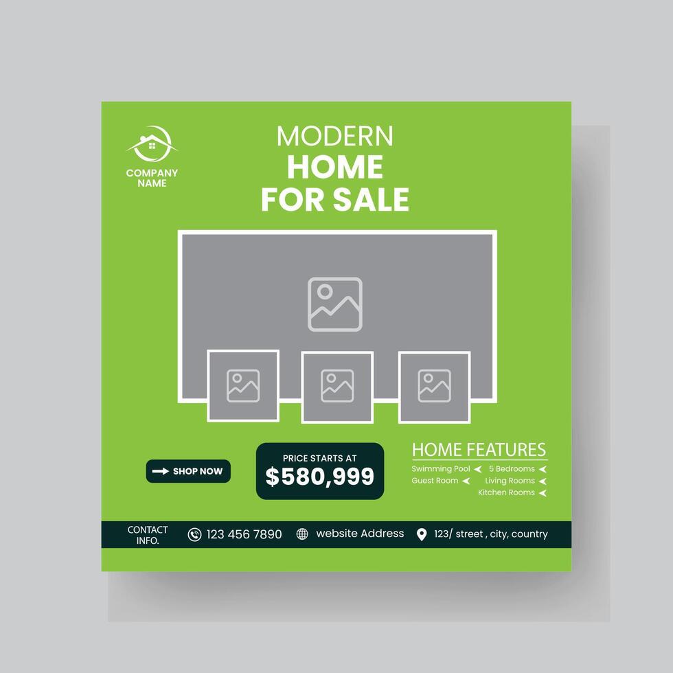 Modern Real state Home rent social media post Sale or carousel design template vector