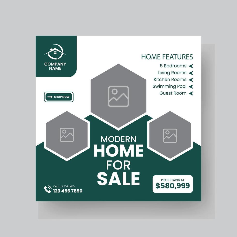Modern Real state Home rent social media post Sale or carousel design template vector