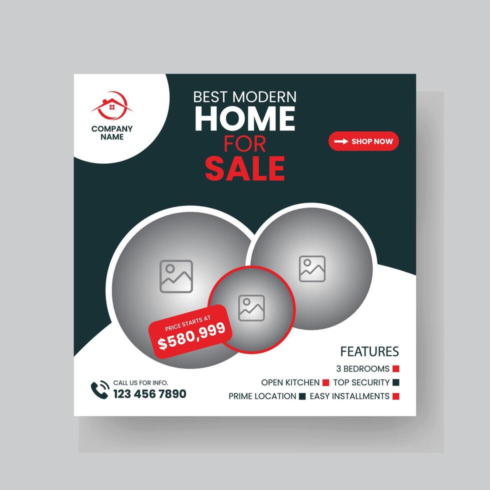 Modern Real state Home rent social media post Sale or carousel design template vector