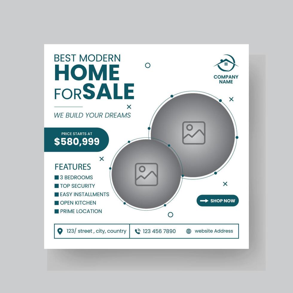 Modern Real state Home rent social media post Sale or carousel design template vector