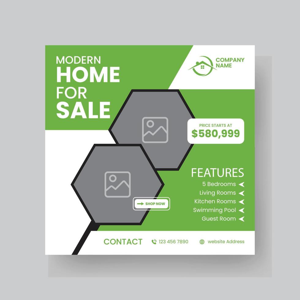 Modern Real state Home rent social media post Sale or carousel design template vector
