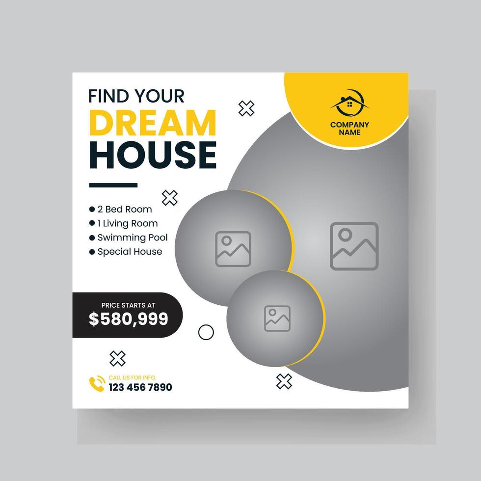 Modern Real state Home rent social media post Sale or carousel design template vector