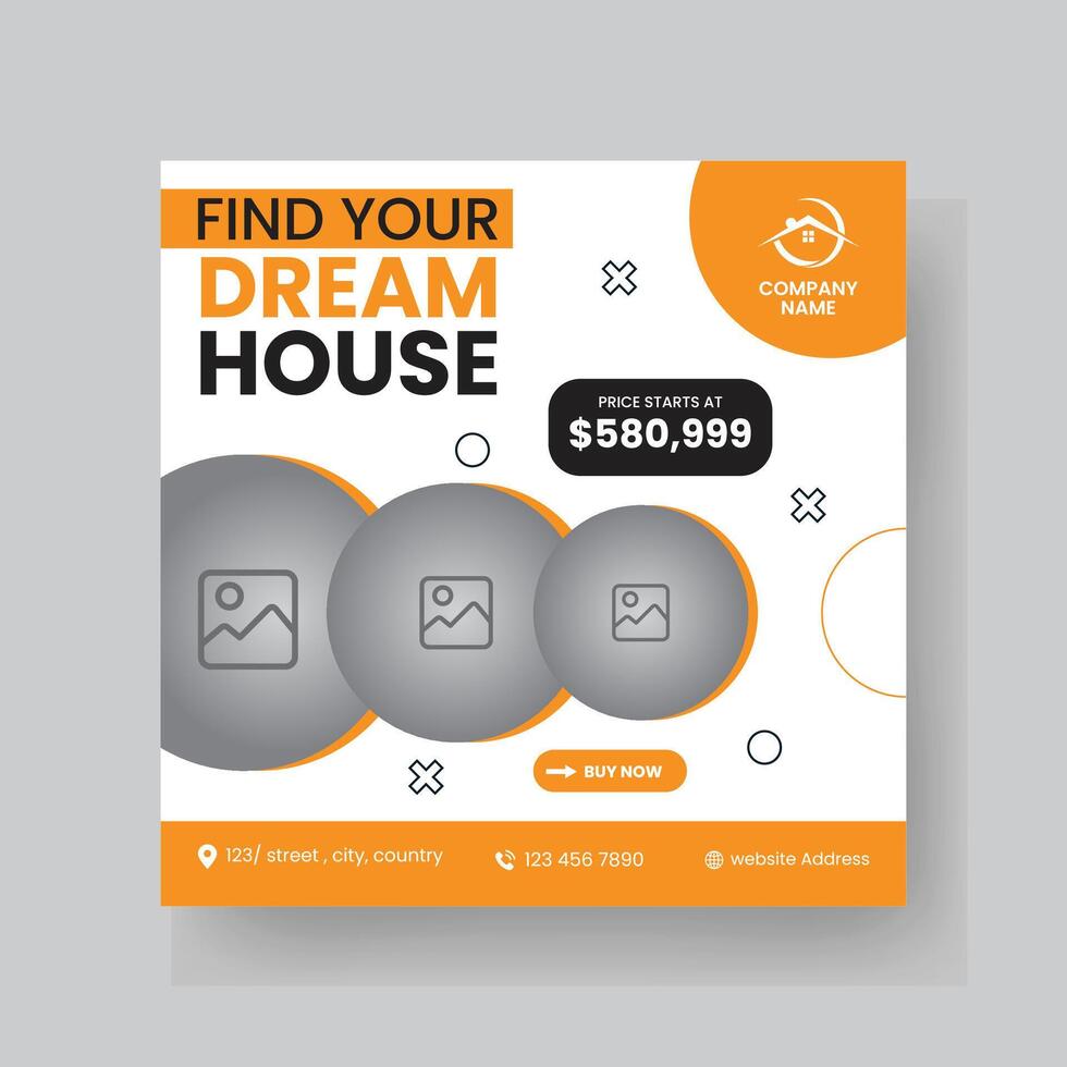 Modern Real state Home rent social media post Sale or carousel design template vector