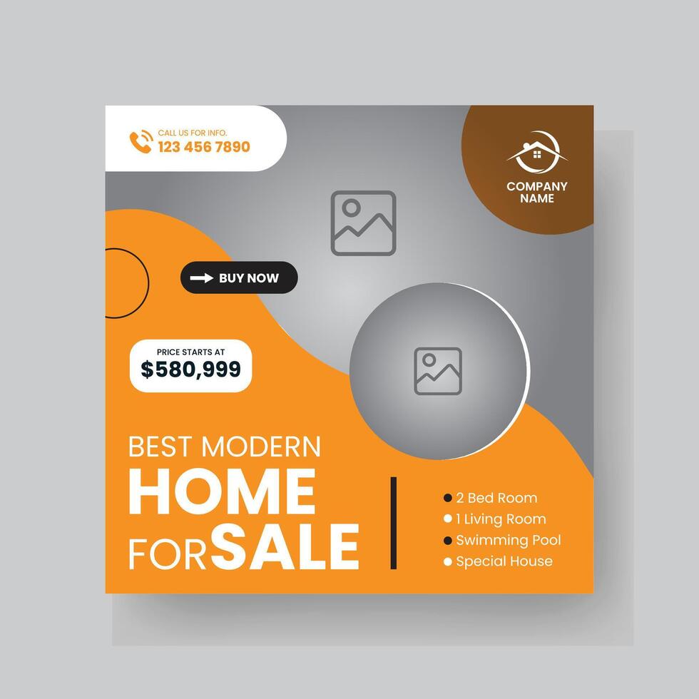 Modern Real state Home rent social media post Sale or carousel design template vector