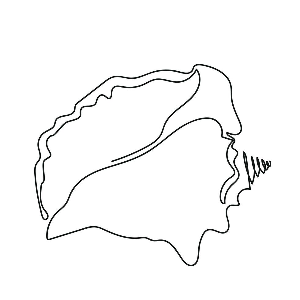 One line drawing of a shell. Hand drawn outline marine illustration of seashell. vector