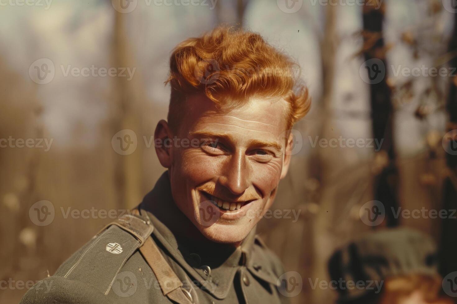 Smiling soldier with red hair photo