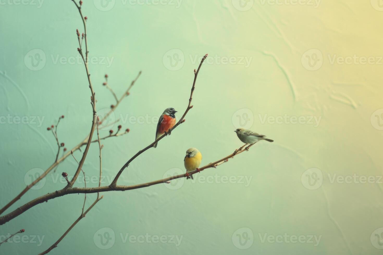 Chirpy Birds tree branch wildlife. Generate Ai photo