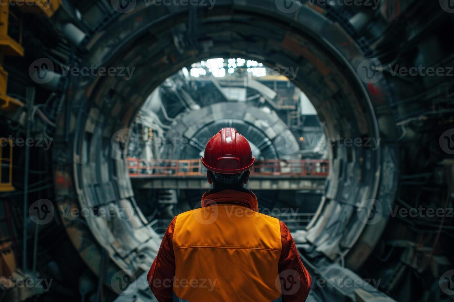 Engineer overseeing tunnel construction site photo