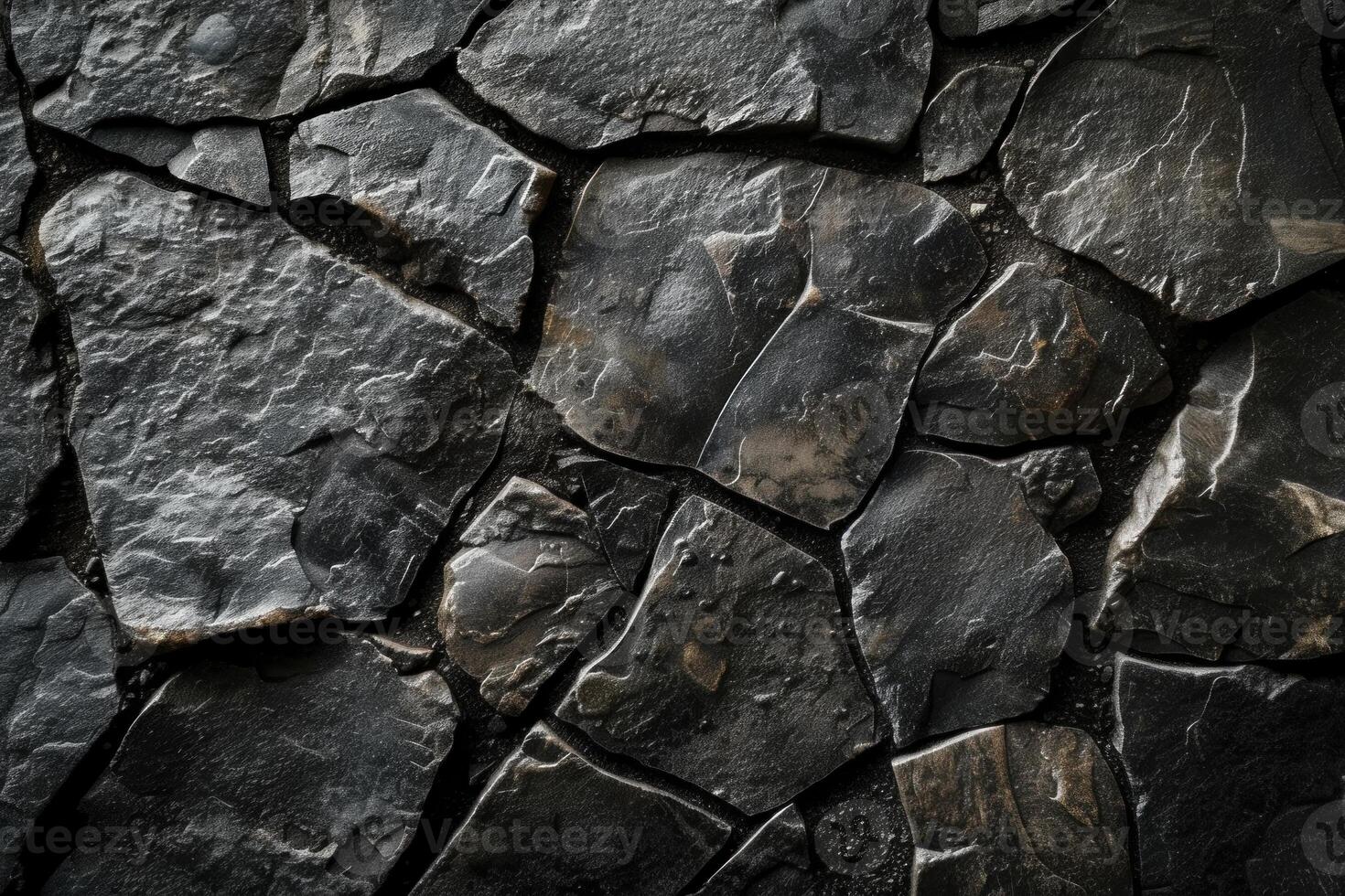 Monochromatic Black round stone background. Generate Ai photo