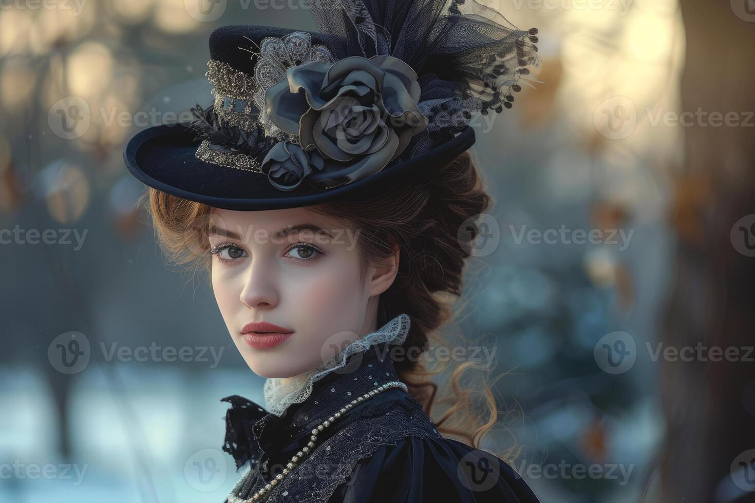 Stylish Beautiful victorian lady elegant. Generate Ai photo