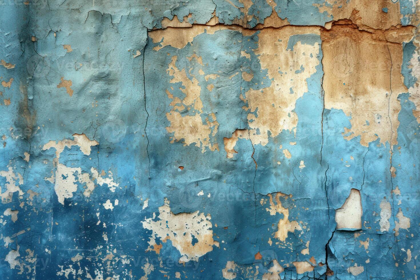 Aged blue wall with peeling paint texture photo