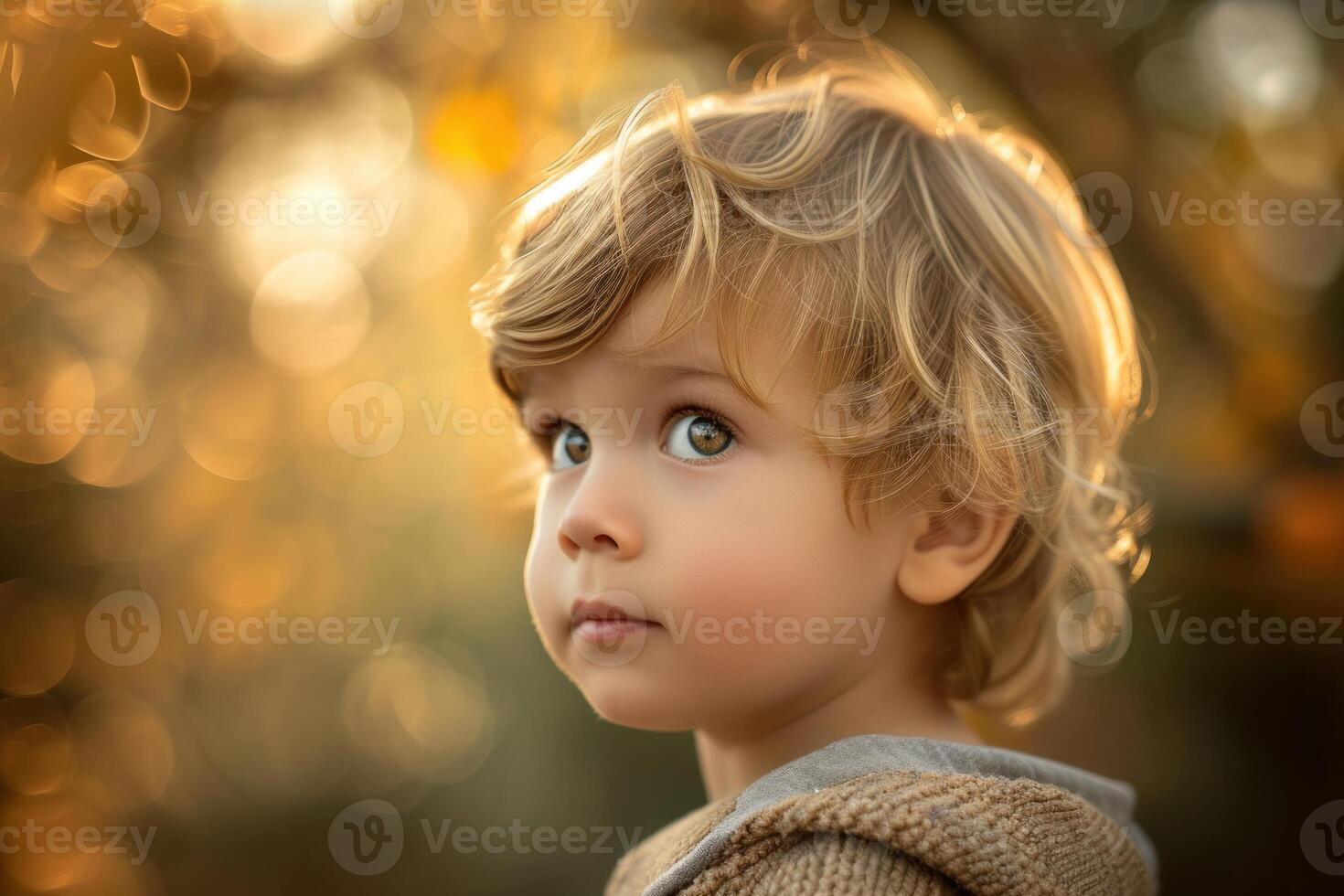 Serene toddler in autumn glow photo