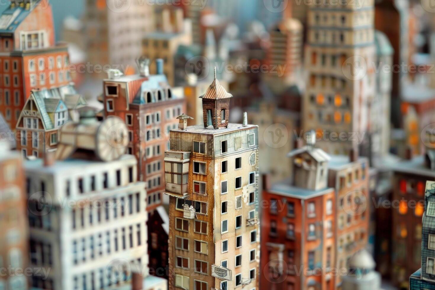 Miniature cityscape with tiltshift effect photo
