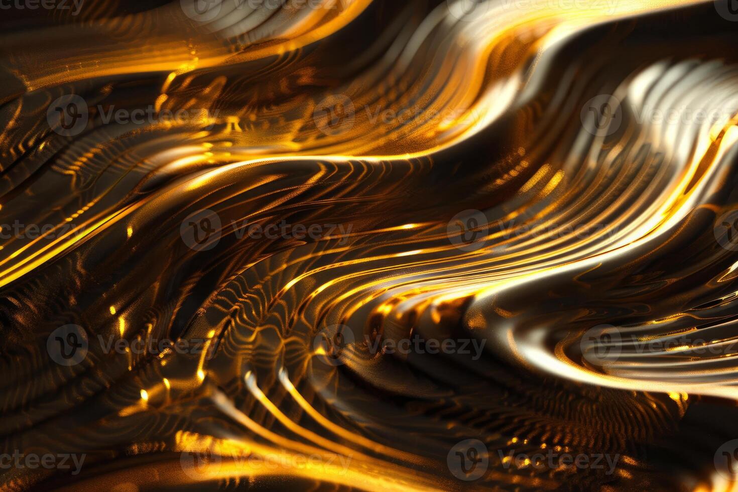 Elegant 3d rendering of undulating golden surfaces with shimmering light effects photo