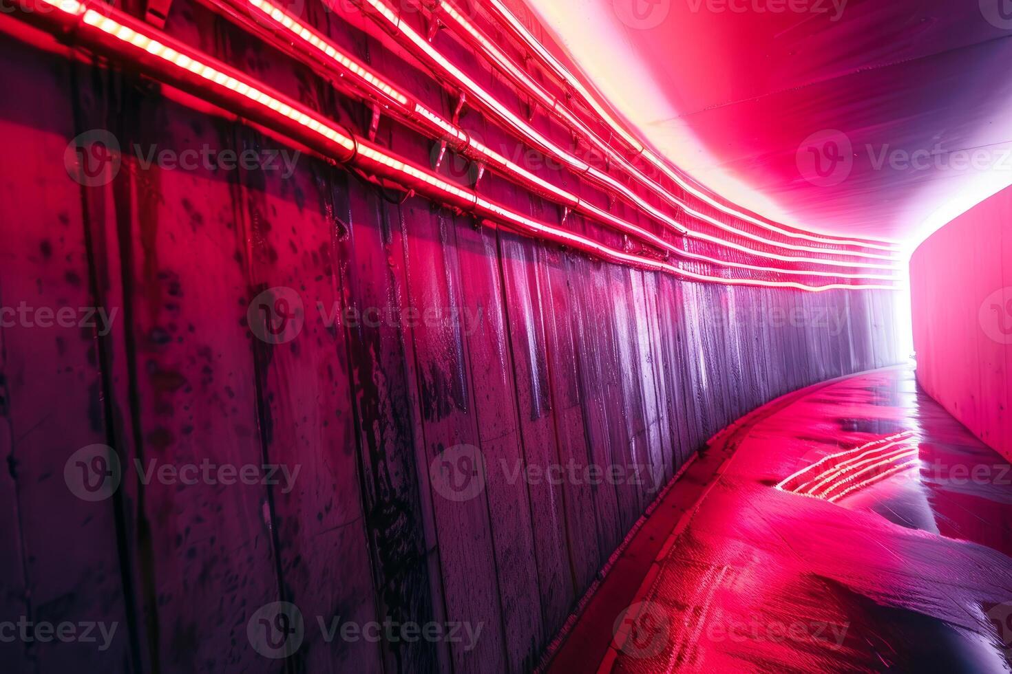 Futuristic red neon tunnel perspective photo