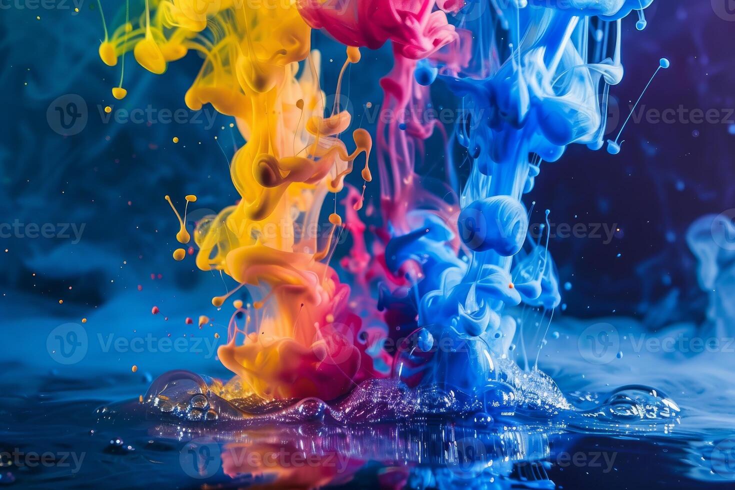 Vibrant paint splash in water photo