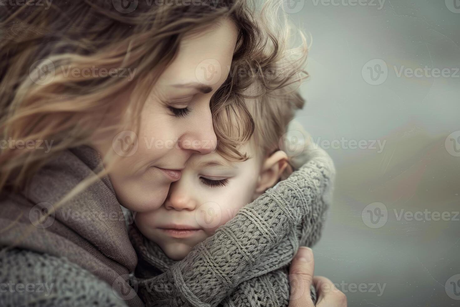 Tender embrace between mother and child photo