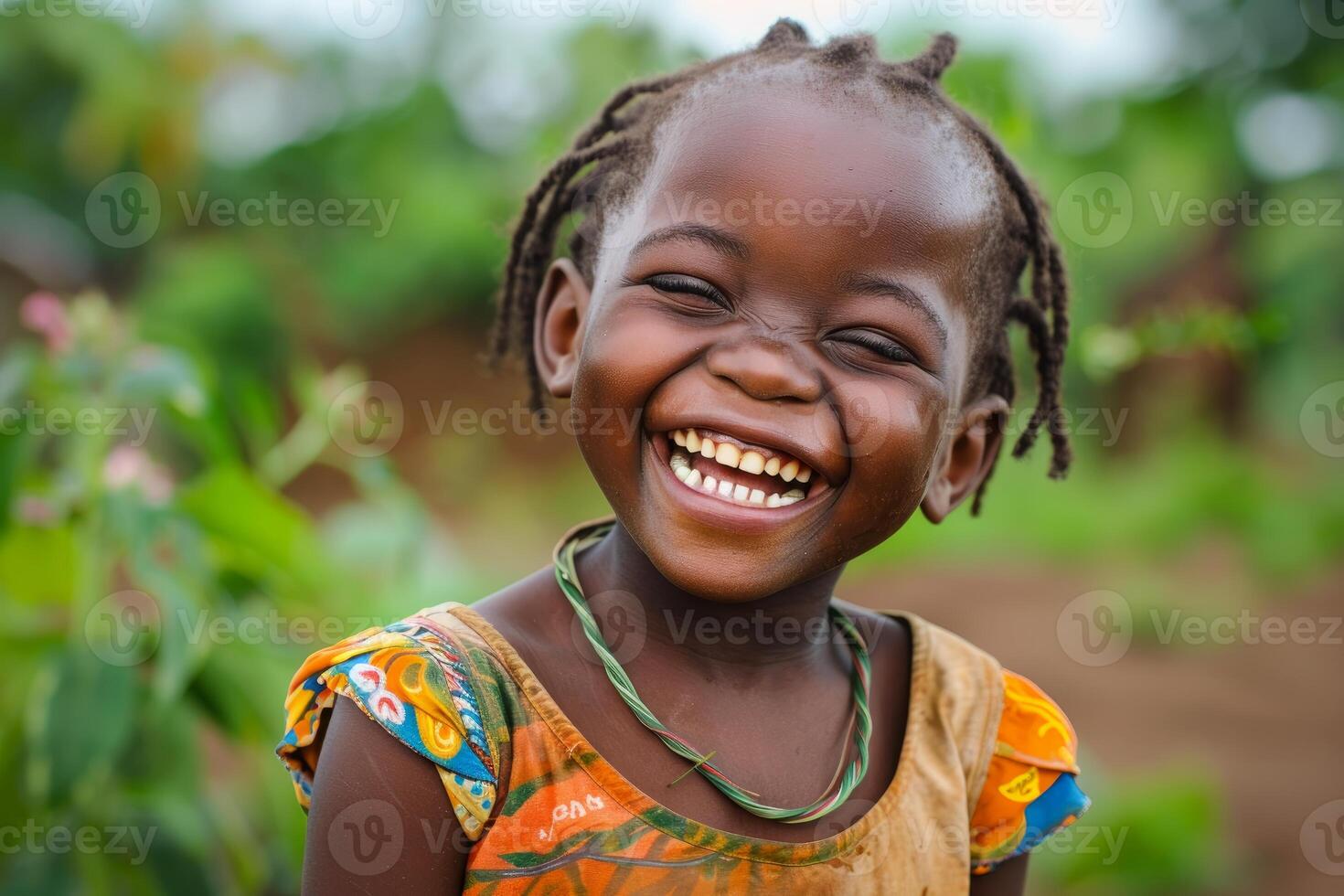 Joyful african child with a bright smile photo