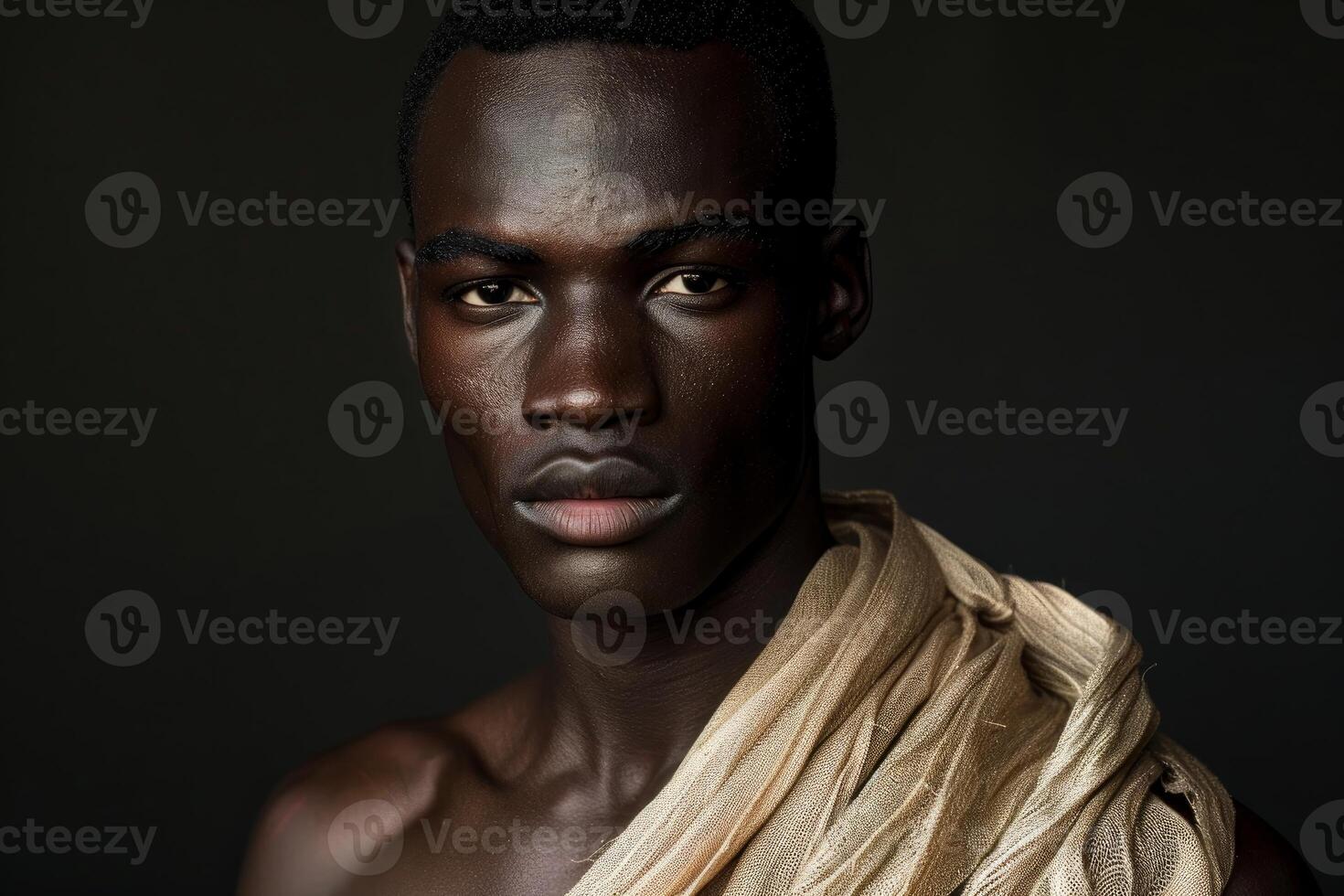 Striking male portrait with dramatic lighting photo
