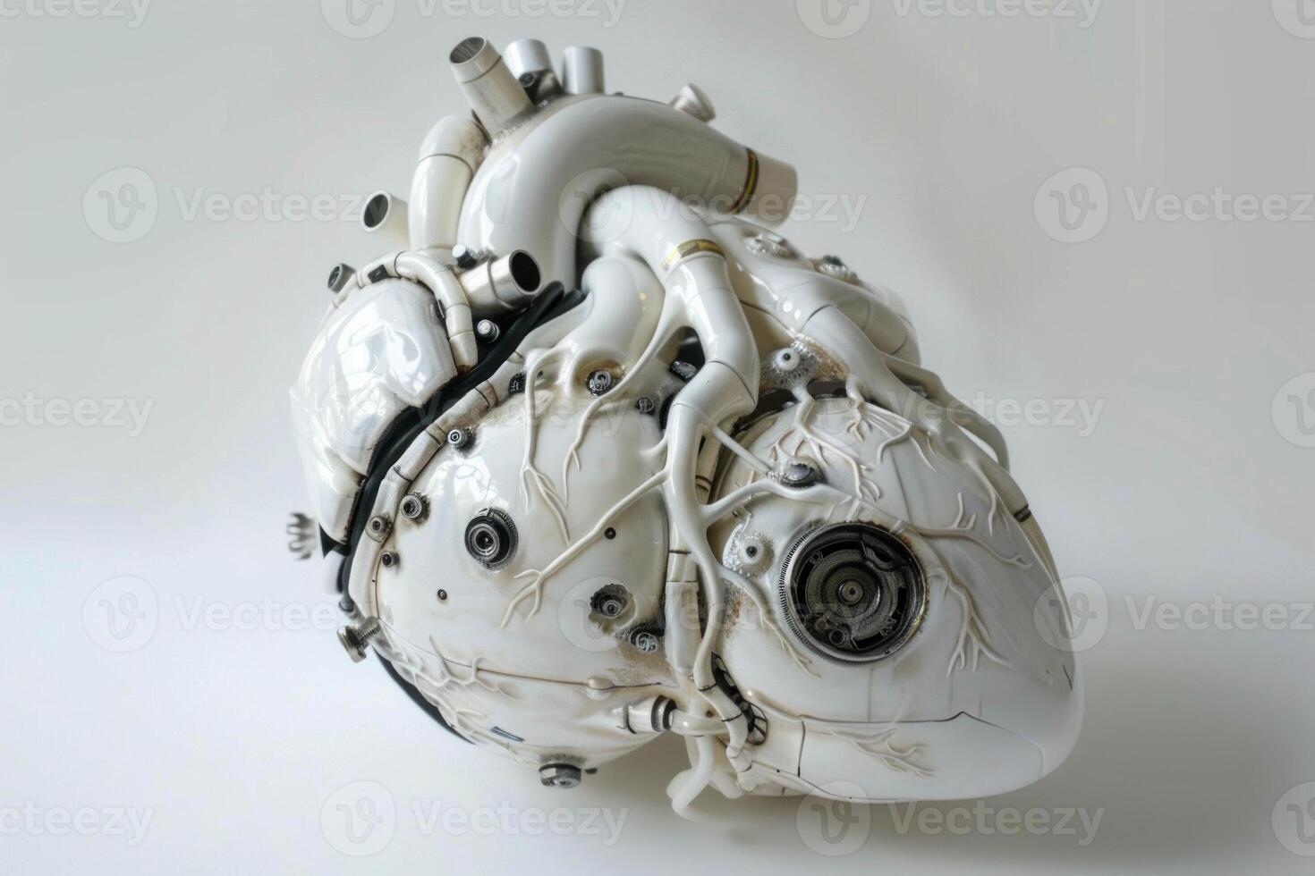 Robotic heart concept on white background photo
