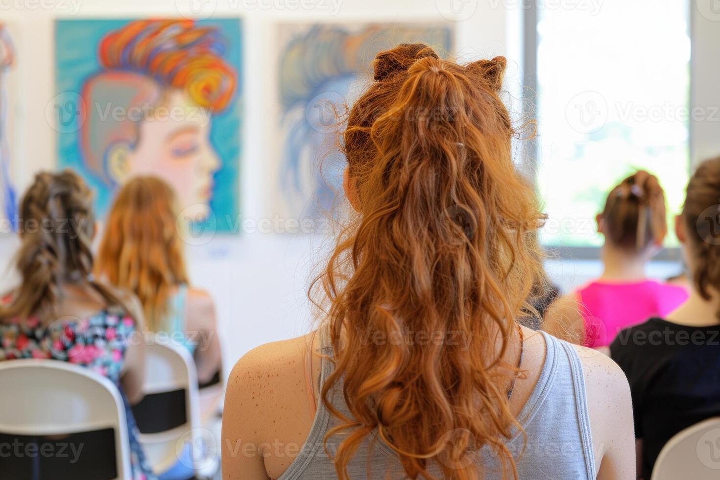 Art class in session with focused students photo