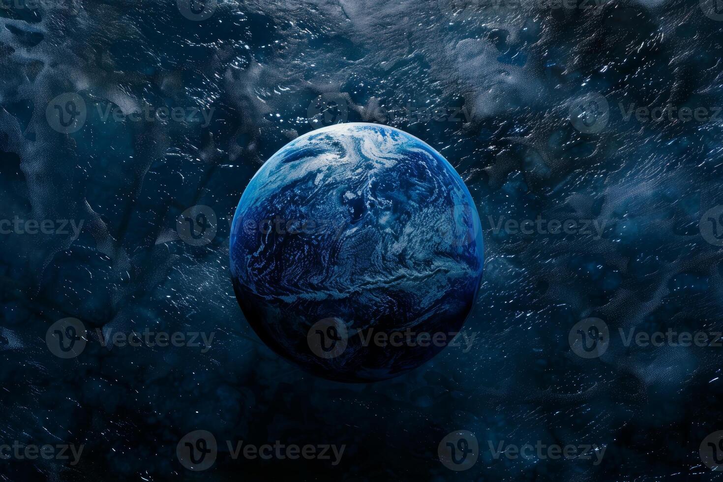 Blue planet earth is slowly rotating in the endless universe photo