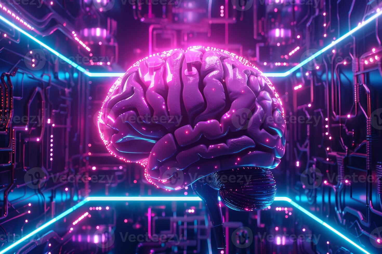 Artificial intelligence is growing inside a futuristic server room photo