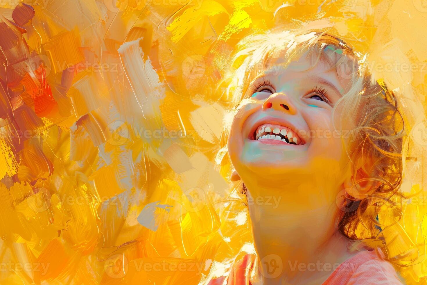 Happy child smiling with joy, innocence, and a bright future photo