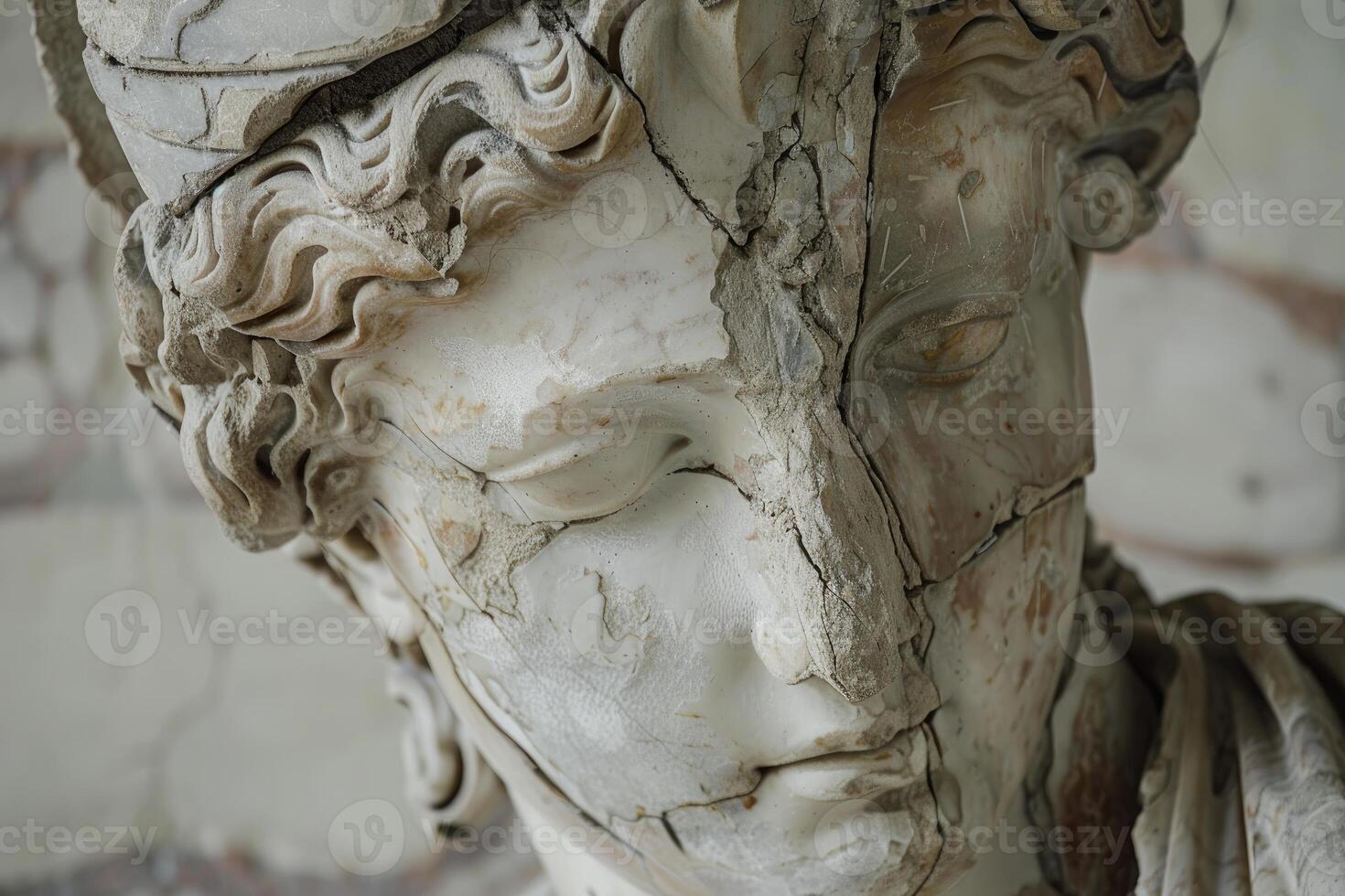 Damaged statue of woman showing the ravages of time photo