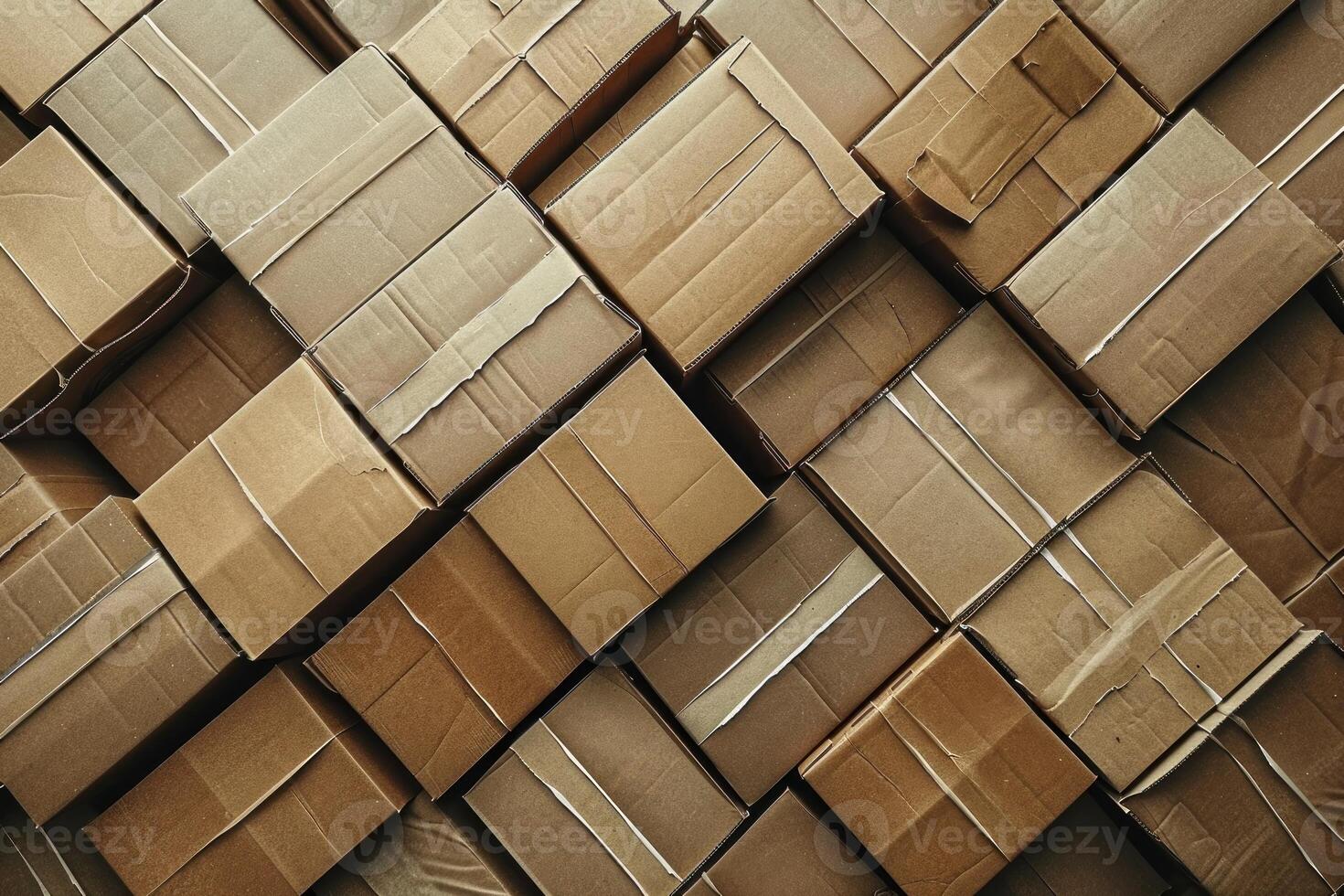 Stacked cardboard boxes forming a geometric pattern photo
