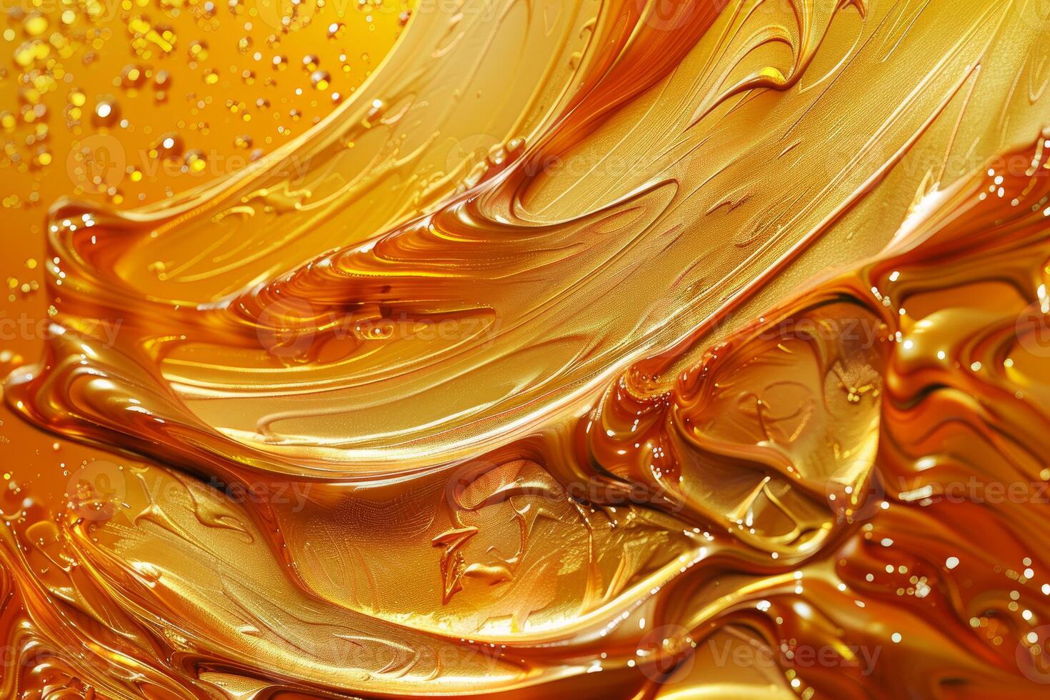 Artistic golden swirls with a glossy texture create a luxurious abstract background photo