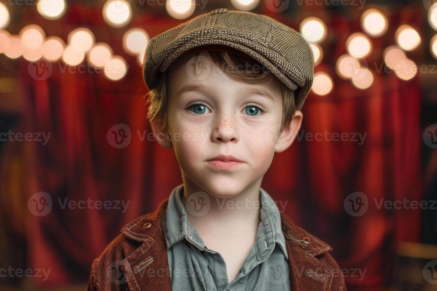 Vintage styled portrait of a young boy photo