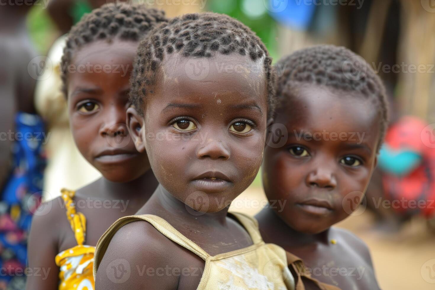 Portrait of african children in village photo