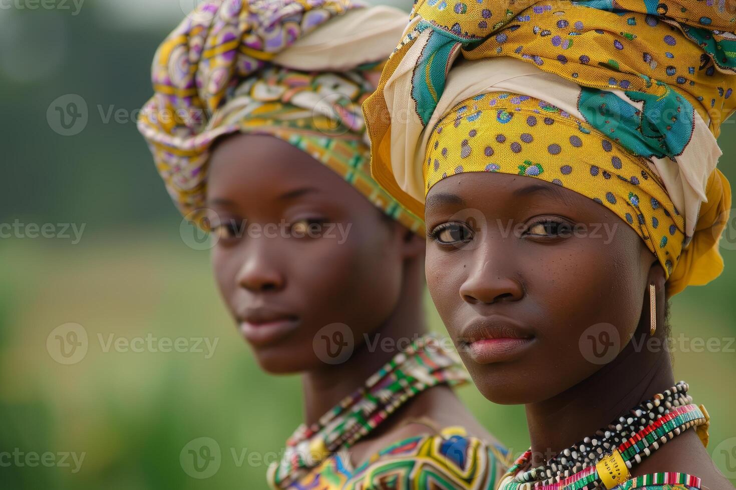 Traditional african women with colorful headwraps photo