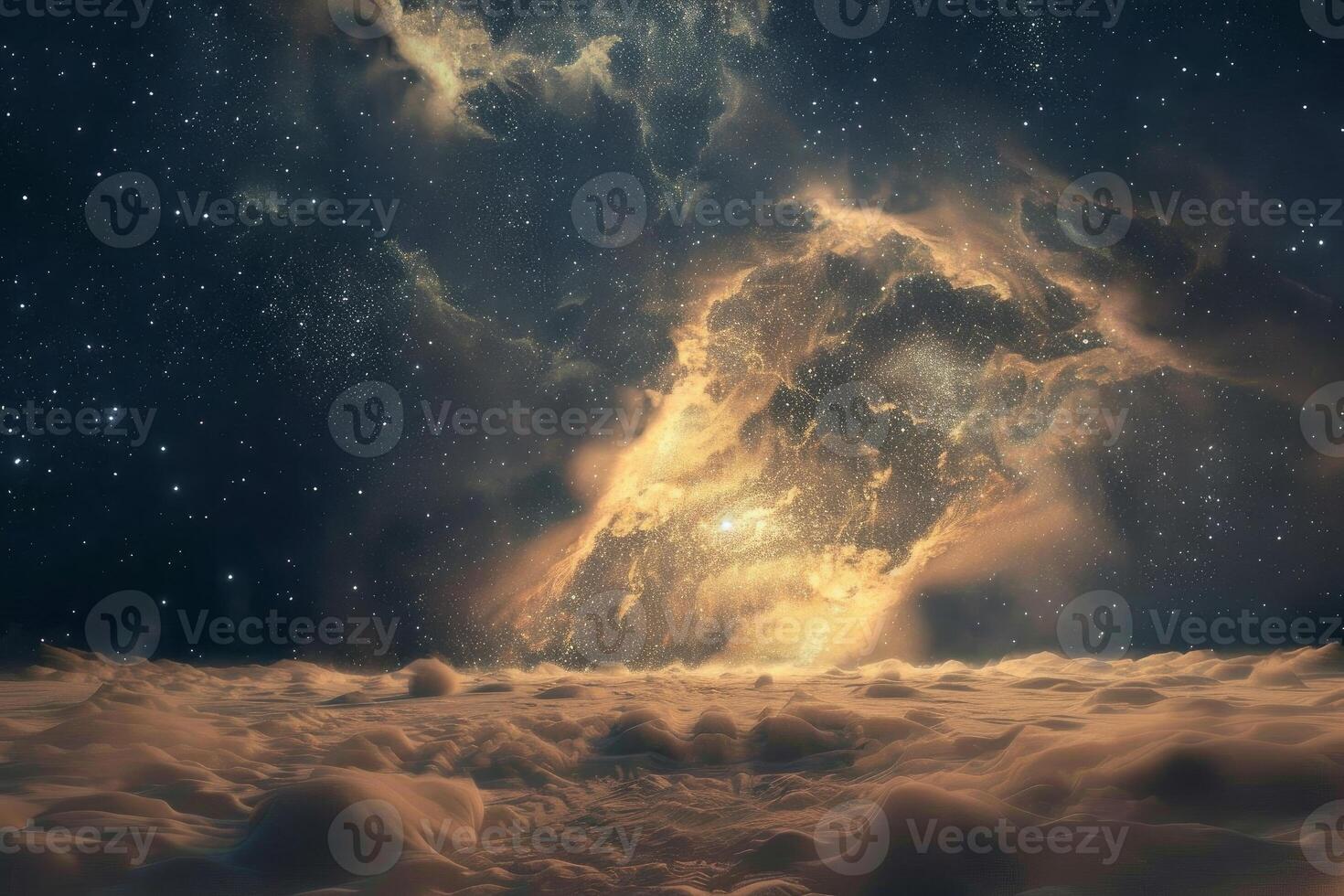 Galactic sands cosmic desert under starry sky photo