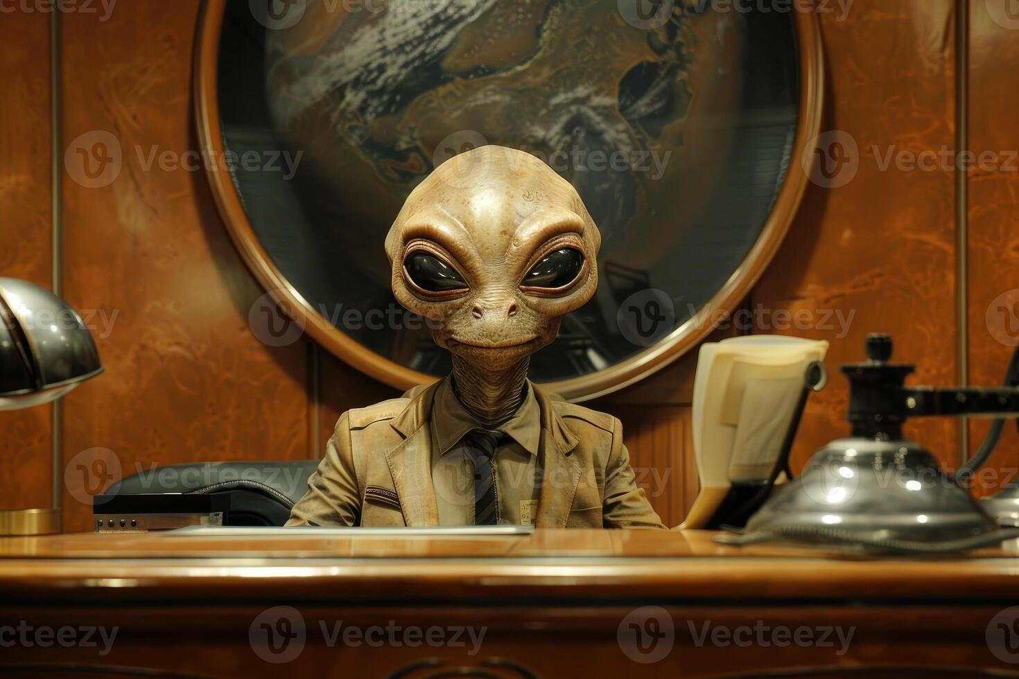 Executive alien at the office desk photo